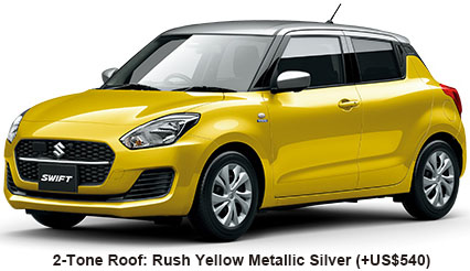 New Suzuki Swift Hybrid body color: 2-Tone Roof Rush Yellow Metallic Silver (+US$540)